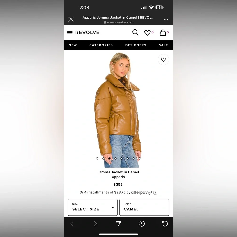 Apparis Brown Leather Puff Coat - Picture 4 of 9